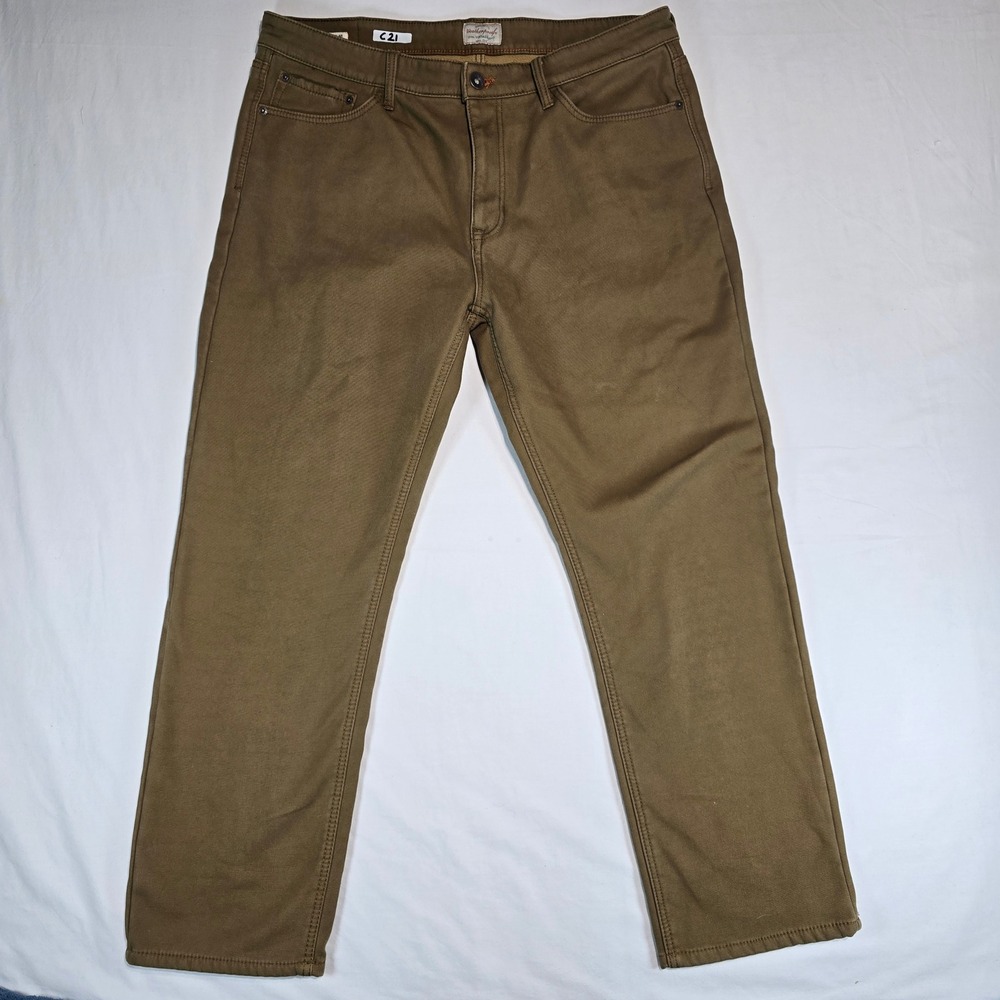 Weatherproof Vintage‎ Mens Fleece Lined Canvas Pants Brown Regular Fit 38x30